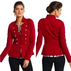 White House Black Market Red Military Style Blazer Size 6
